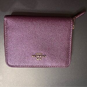 Coach Purple Textured Leather Wallet